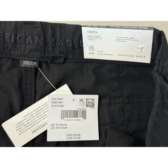 NWT American Eagle Dreamy Drape Stretch Cargo Pants Black Sz 10 Short Wide Leg - Picture 6 of 9